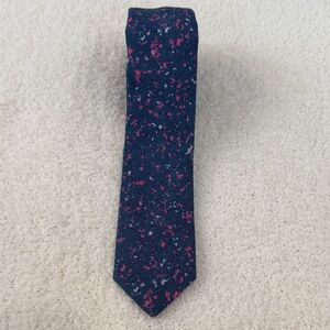 Men's Navy Speckled Knit Tie with Pink Accents